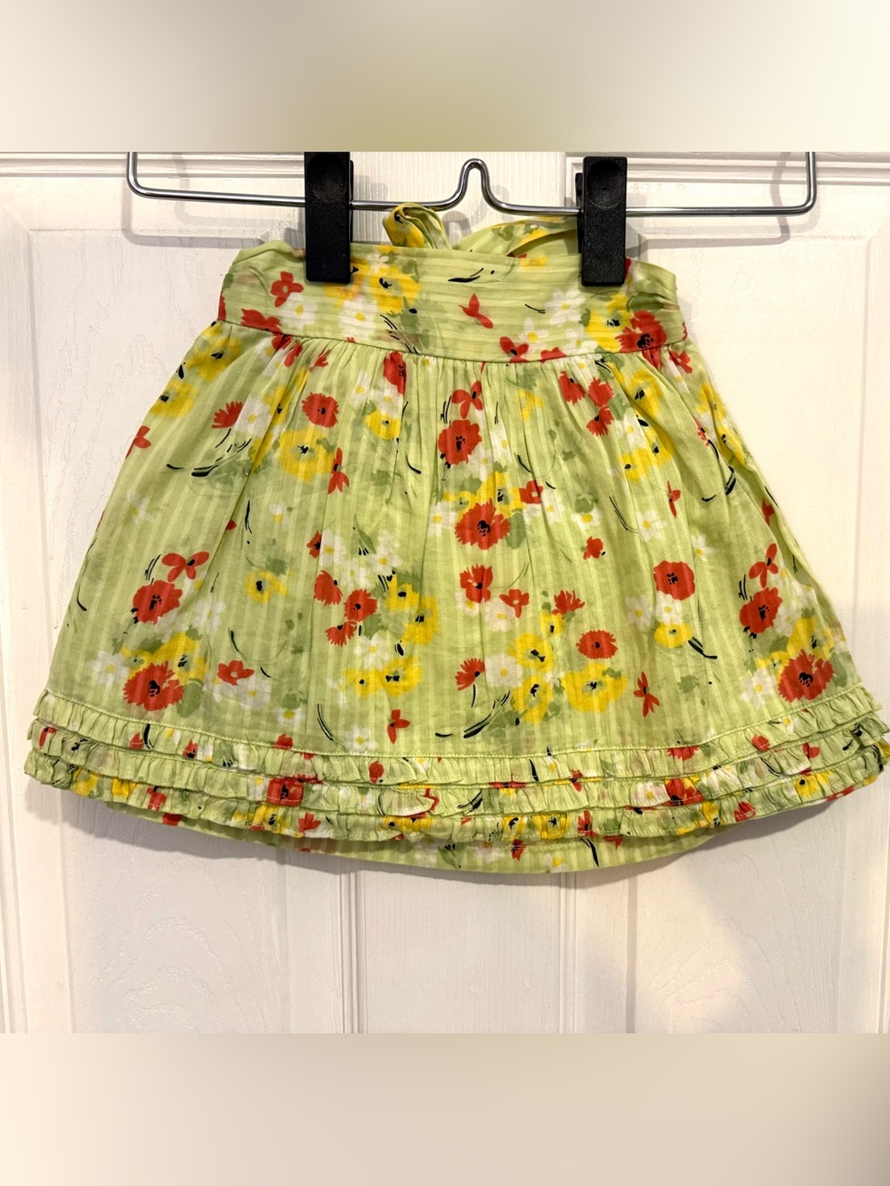 Janie and Jack Light Green Floral Skirt with Yellow & Red Blooms Size 18-24 mo